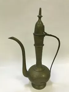 Vintage Solid Brass Genie TeaPot Lamp Hand Etched Pitcher  - Picture 1 of 12