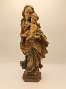 geschnitzte und bemalte Holzfigur - Madonna mit Kind - Jesuskind - H 27 cm - Bild 1 von 15