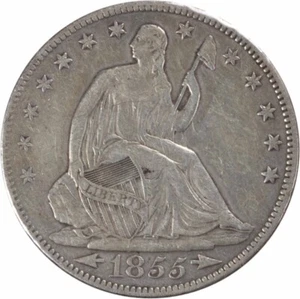 1855/4 Liberty sitzender Silber Half Dollar FS-301 VZ ungeprüft #956 - Bild 1 von 2