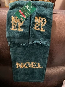 Christmas 3pc Set - New W/ Tag Noel Bath towel & 2 Fingertips By Trim A Home - Picture 1 of 3