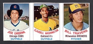 Hostess Panel 1977 #85 86 87 José Cardenal Claudell Washington Bill Travers EM A - Imagen 1 de 2