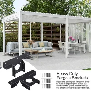 2Pcs Pergola Brackets Adjustable Heavy Duty Wood Post Metal T Shaped Bracket - Picture 1 of 14