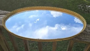 Vintage filigran Spiegel Waschtisch Parfüm Tablett Gold Blumen oval viktorianisch 18x11" - Bild 1 von 10