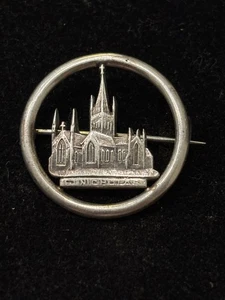 Victorian Era St Nicholas Church Sterling Silver Pin 1858 Durham York England  - Picture 1 of 5