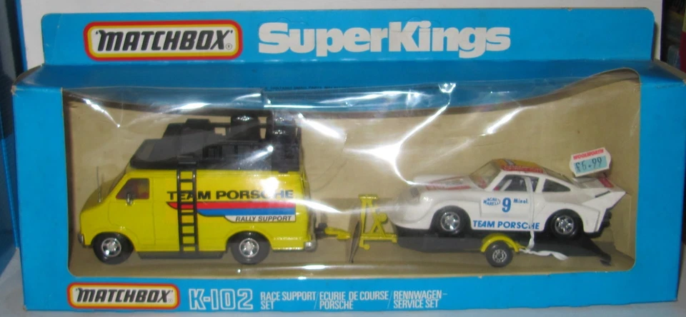 JUEGO DE SOPORTE MATCHBOX SUPER KINGS K-102 PORSCHE RACE - COMO NUEVO/EN CAJA Foto 1 de 4