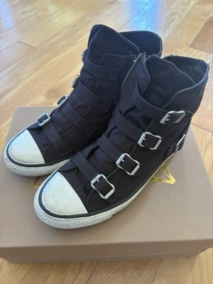 Zapatilla deportiva Ash High Top negra de tela y cuero con hebilla talla 37 (UE), 6,5 (EE. UU.) Foto 1 de 4
