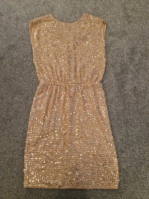 Next Womens Pink Sequin Dress Size 12 V Back Christmas Party - Image 1 of 4