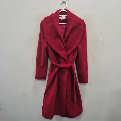 Hobbs Red Soft Alpaca Wool Wrap Belted Midi Length Chic Diva Elegant Coat Uk 12 - Image 1 of 4