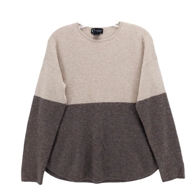 Suéter BLOOMINGDALE'S 100 % 2 Capas Cachemira Bloques de Color Marrón Beige Para Mujer MEDIANO Foto 1 de 4