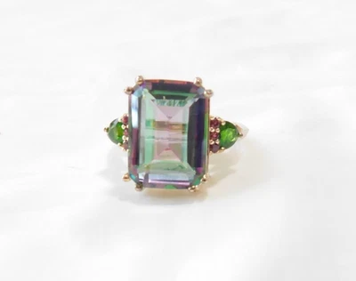 Anillo de topacio místico enchapado en oro de plata de ley con detalles R1352 Foto 1 de 4