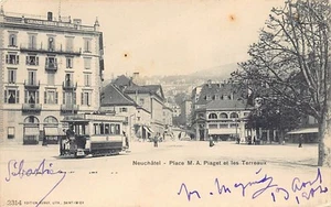 Suisse - NEUCHÂTEL - Tramway - Place M. A. Piaget et les Terreaux - Ed. Louis Bu - Imagen 1 de 2