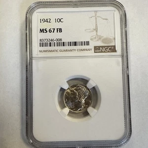 1942 MERCURY DIME NGC MS67 FB - Picture 1 of 4