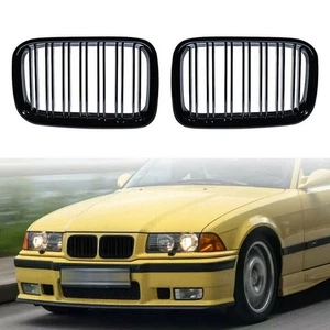 Doppelsteg Nieren Kühlergrill Frontgrill Glanz Schwarz Für BMW 3er E36 1992-1996 - Picture 1 of 11