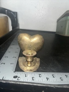 Herzförmiger Messing Kerzenhalter Wandleuchter Vintage Wohndeko Akzent - Bild 1 von 3