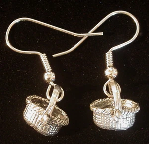 Baskets Oval Basket Earrings Oxidized Mat Silver Weaver - Picture 1 of 1
