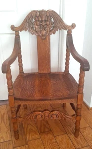 Antique Victorian Era North Wind Quarter Sawn Oak Chair - Picture 1 of 19