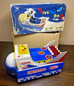 Vintage Battery Operated Tin 767 Universe Boat with Original Box Working (Video) - Picture 1 of 15