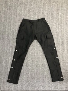 MNML Pants Mens 30 Black Cargo Utility Streetwear Snap Tapered Side Zipper - Picture 1 of 23