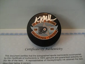 Kirk Muller Autograph Signed 1992 NHL All Star Game Puck COA Montreal Canadiens - Picture 1 of 1