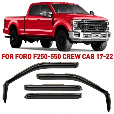 Deflectores de ventana lateral protectores de lluvia para Ford F-250-550 SuperCrew 2017-2022 Foto 1 de 4