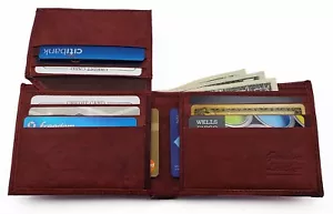 Slim RFID Wallet Premium Cowhide Leather, Bifold, Flip ID Flap, Scan Proof - Picture 1 of 33