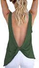 Famulily Women's Sexy Sleeveless Open Back Shirt Knotted Tank Top
