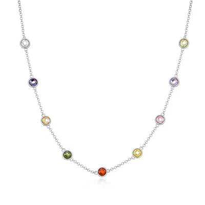 Collar de cristal multicolor plateado creado con cristales Zircondia® Foto 1 de 4