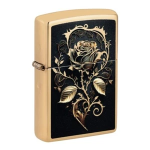 Zippo Lighter Golden Rose Design Windproof New - Picture 1 of 1