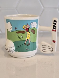 Vintage NOVELY GOLF Woman Golfer CERAMIC MUG ** 1989 Chadwick-Miller CANADA - Picture 1 of 5