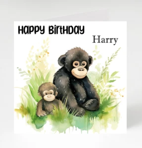 Personalised Monkeys Birthday card, Cute Monkey birthday card, Birthday card - Picture 1 of 3