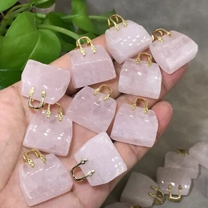 Bolsa de cuarzo rosa natural 10 piezas cristal de cuarzo calavera tallada reiki gema curativa 1" - Imagen 1 de 12