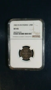 1822 B.W. INDIES 1/8 DOLLAR NGC XF45 1/8D Coin PRICED TO SELL NOW! - Picture 1 of 4