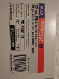 2 Boxes Beck Fasco 20GA 1/2-Inch Crown ED-508C-06 Staples Galivanized 5m/box - Picture 1 of 5