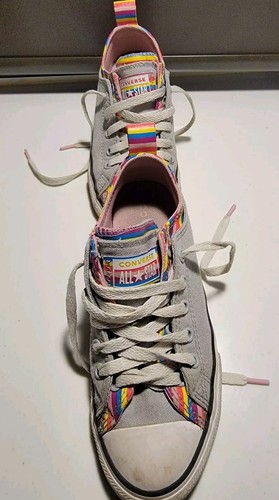 CONVERSE ALL STAR GRIGIO MULTICOLORE LINGUETTA BORDO ARCOBALENO TAGLIA 2 MANDRINO TAYLOR GC