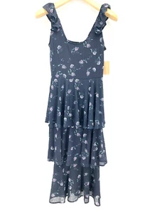 RACHEL Rachel Roy Womens XS Navy Blue Floral Tiered Sleeveless Dress NEW $109 - Picture 1 of 9