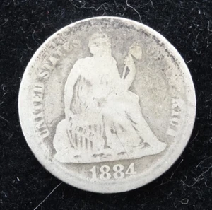 1884 Seated Liberty Dime Philadelphia Mint 90% Silver US Coin - Picture 1 of 2