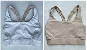 Lululemon Power Through Bras White and Nude Can 2 Aus 6 - Picture 1 of 15