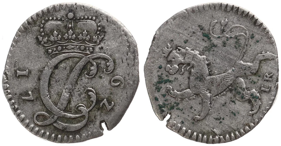 Old German States - Hesse Kassel 1 Albus 1729 Silver, 1.5g, Ø 19mm Km#383 - Image 1 of 1