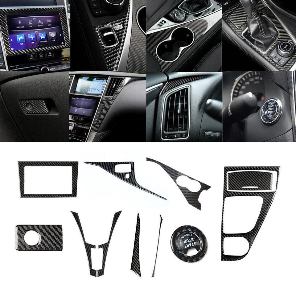 Kit decorativo interior de fibra de carbono para Infiniti Q50 Q60 cubierta adorno 12 piezas Foto 1 de 4