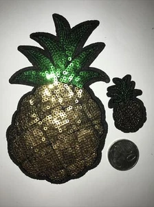 2 Pineapple Sequins Iron On Patches Patch Appliqué 15x8.5cm, 5x3cm - Picture 1 of 6