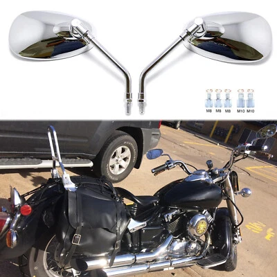 Espejos retrovisores cromados para moto Yamaha Virago XV 750 1100 250 535 Bobber Foto 1 de 4