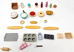 Large Lot Sylvanian Families Baking Items, Pans, Cakes, Bread Calico Critters - Picture 1 of 5