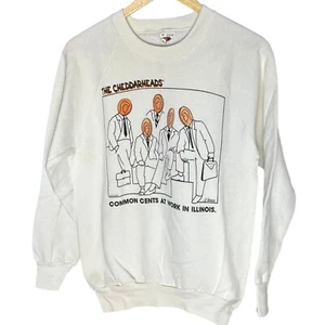 Vintage Cheddarheads Crewneck Sweatshirt Illinois Wisconsin Humor 90s Size M - Bild 1 von 5