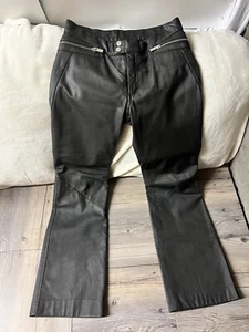 Diesel Brand Damen 100% Leder Gr. 26 schwarz gerades Bein Hose Reißverschluss - Bild 1 von 11