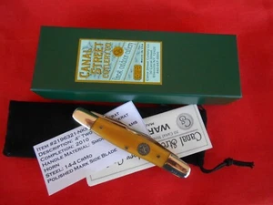 CANAL STREET 2009 NKCA CLUB KNIFE 2  BLADE MUSKRAT OILED RAMS HORN HANDLES KNIFE - Picture 1 of 6