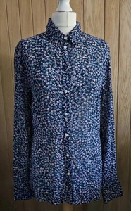 Tommy Hilfiger Blouse Sheer Ditsy Floral Tie Back Shirt Large - Picture 1 of 12