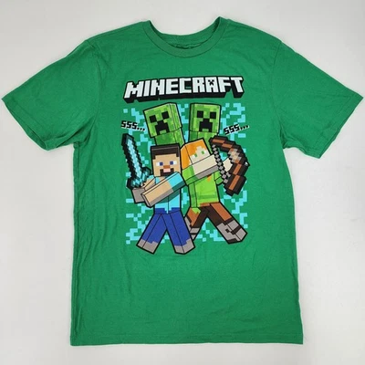 Minecraft Boys Kids 2XL (18) Character Heads & Creeper Graphic Tee Green T-Shirt - Image 1 of 4