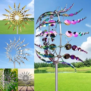 Magical Metal Windmill Wind Spinners Sculpture Catcher Outdoor Garden Steady - Picture 1 of 13