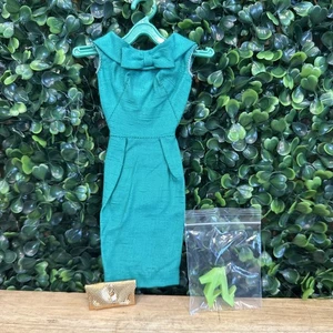 Vintage Barbie Emerald Green Silk Sheath Dress (1962) Fashion PAK, Mattel 1960's - Picture 1 of 7