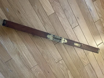 Vintage 24" Stanley 3 Adjustable Bubble Level Collectible Wood Brass USA - Image 1 of 4